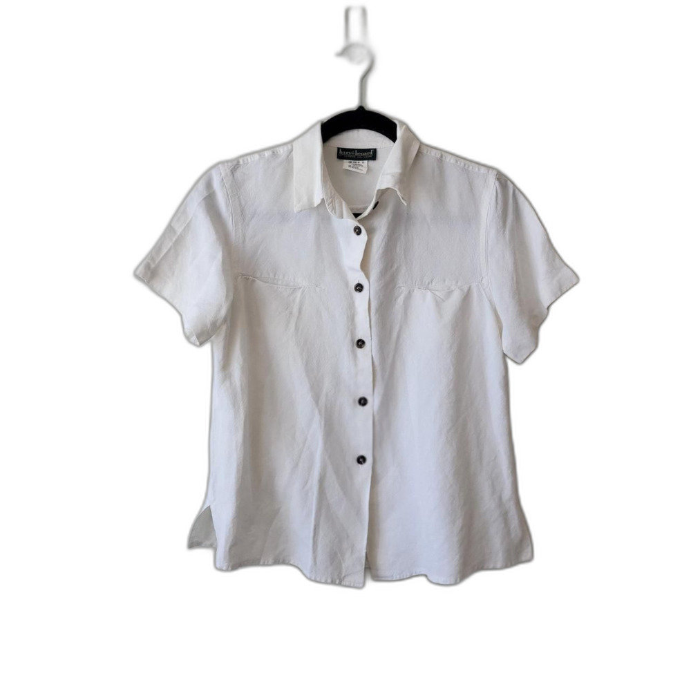 Harvey Bernard Vintage Preppy Twee Summer Linen Short Sleeve Shirt M
